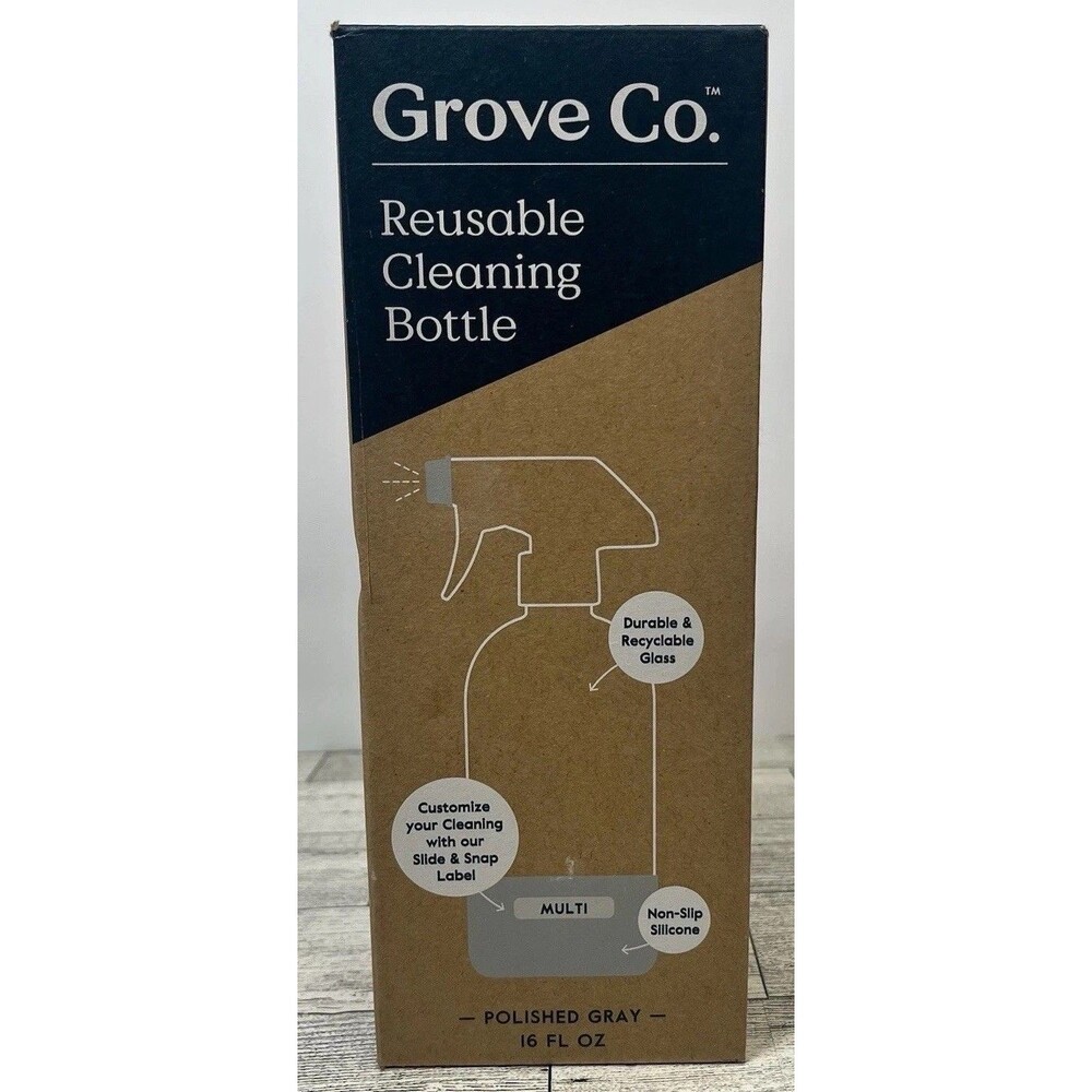 Grove Collaborative Polished Gray Reusable Glass Cleaning Bottle | 16 fl oz